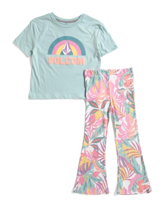 VOLCOM Little Girls 2pc Tee And Flare Pants Set
