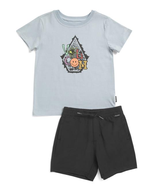 VOLCOM Toddler Boys 2pc Graphic Tee And Shorts Set