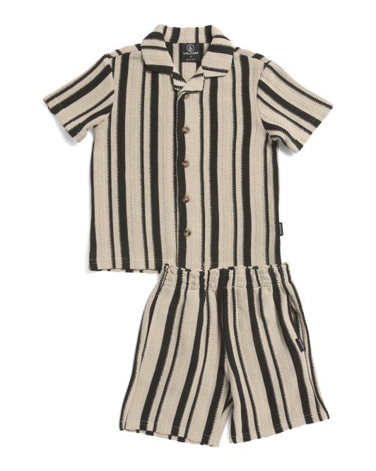 VOLCOM Toddler Boys 2pc Striped Cabana Shorts Set