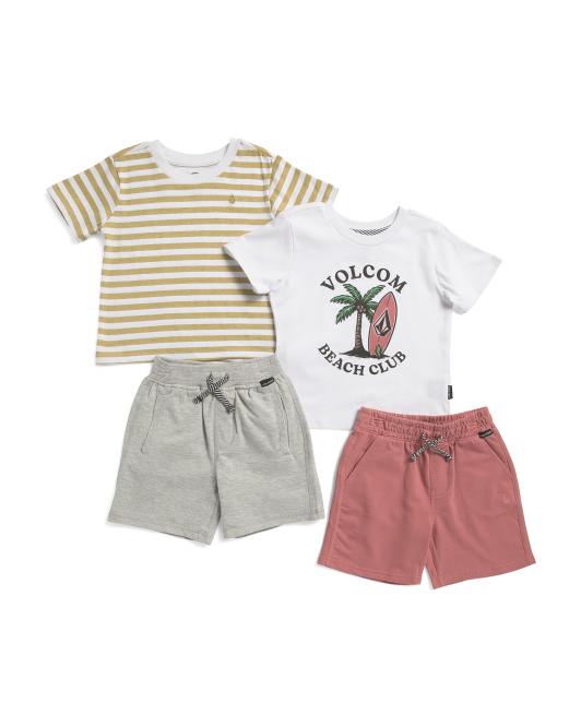 VOLCOM Toddler Boys 4pc Shirts And Shorts Set