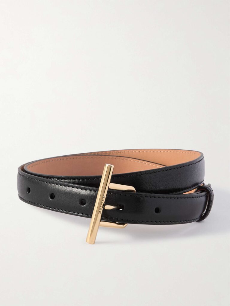 T-Bar leather skinny belt