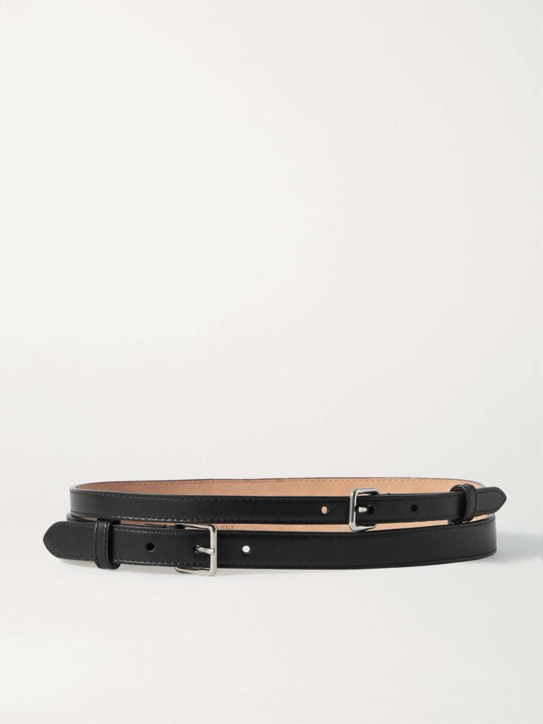 Double-strap leather waist belt