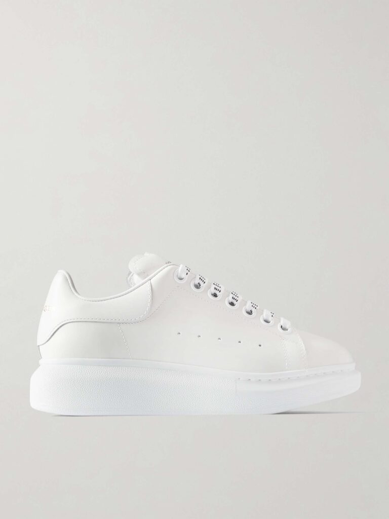 Leather exaggerated-sole sneakers