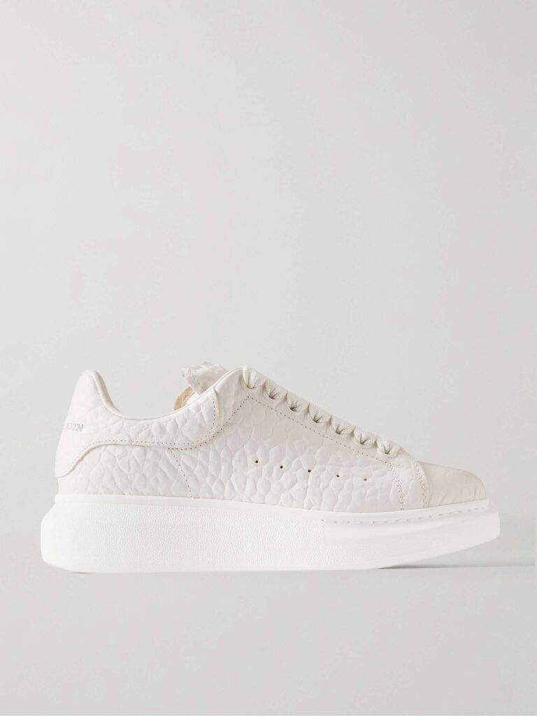 Textured-leather exaggerated-sole sneakers