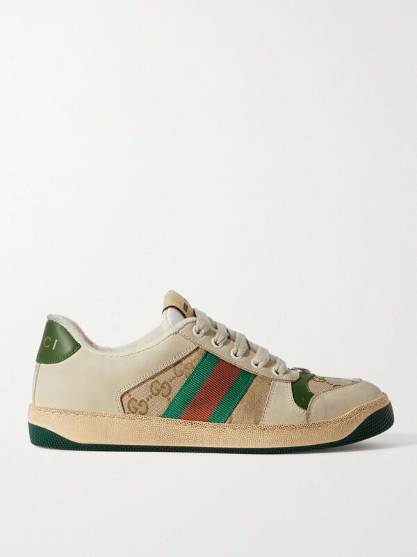 Screener suede, distressed leather and canvas sneakers