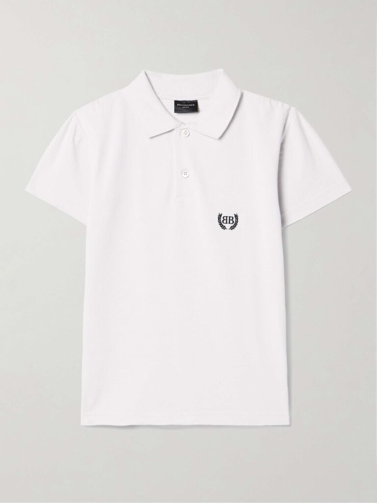 Distressed embroidered cotton-piqué polo shirt