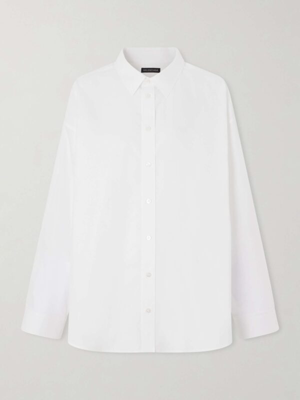 Lace-up cotton-poplin shirt