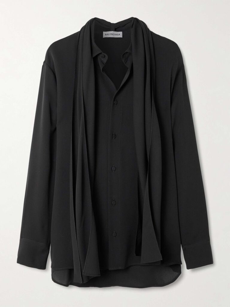 Scarf-detailed silk-georgette shirt