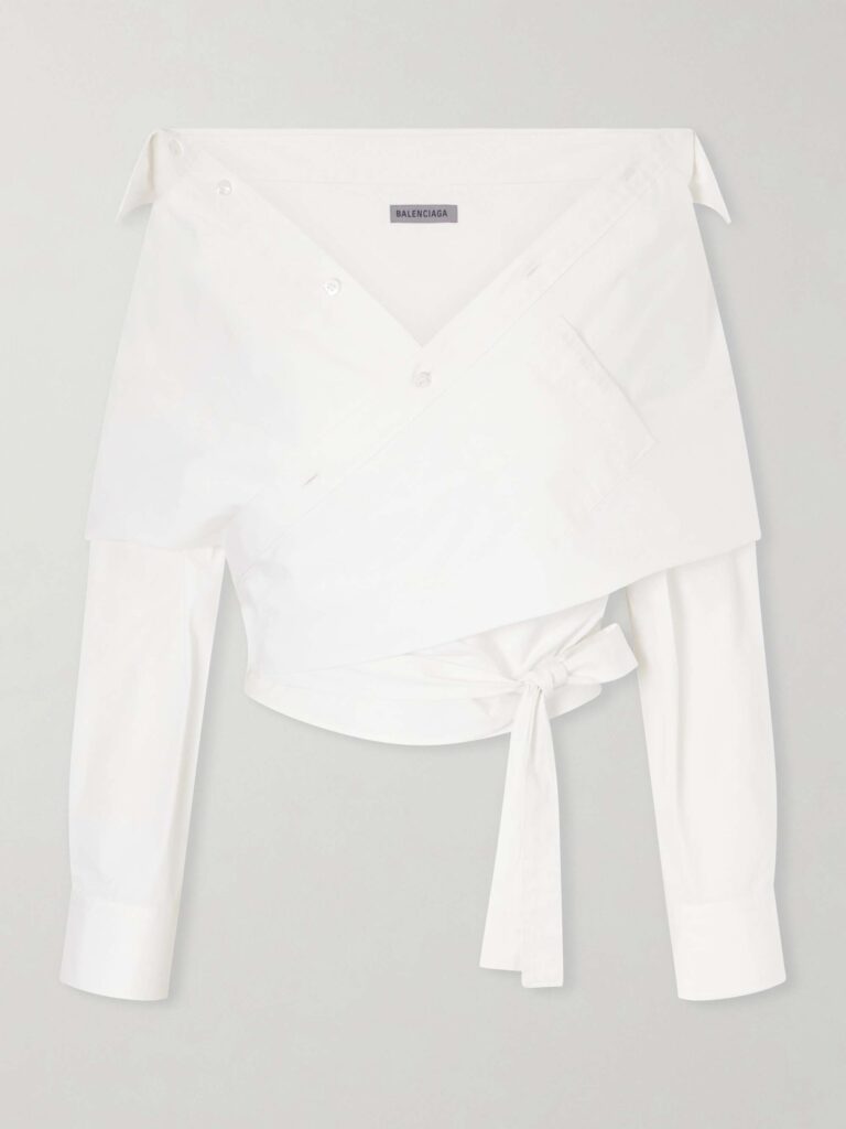 Off-the-shoulder cotton poplin blouse