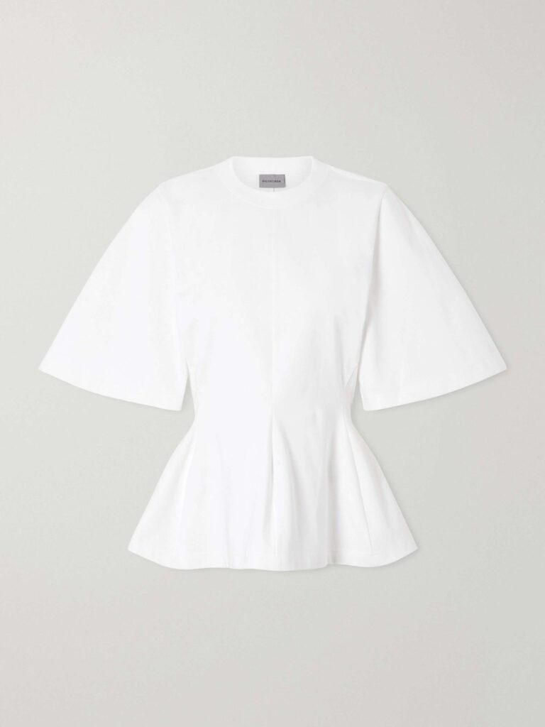Shaped flared cotton-jersey T-shirt