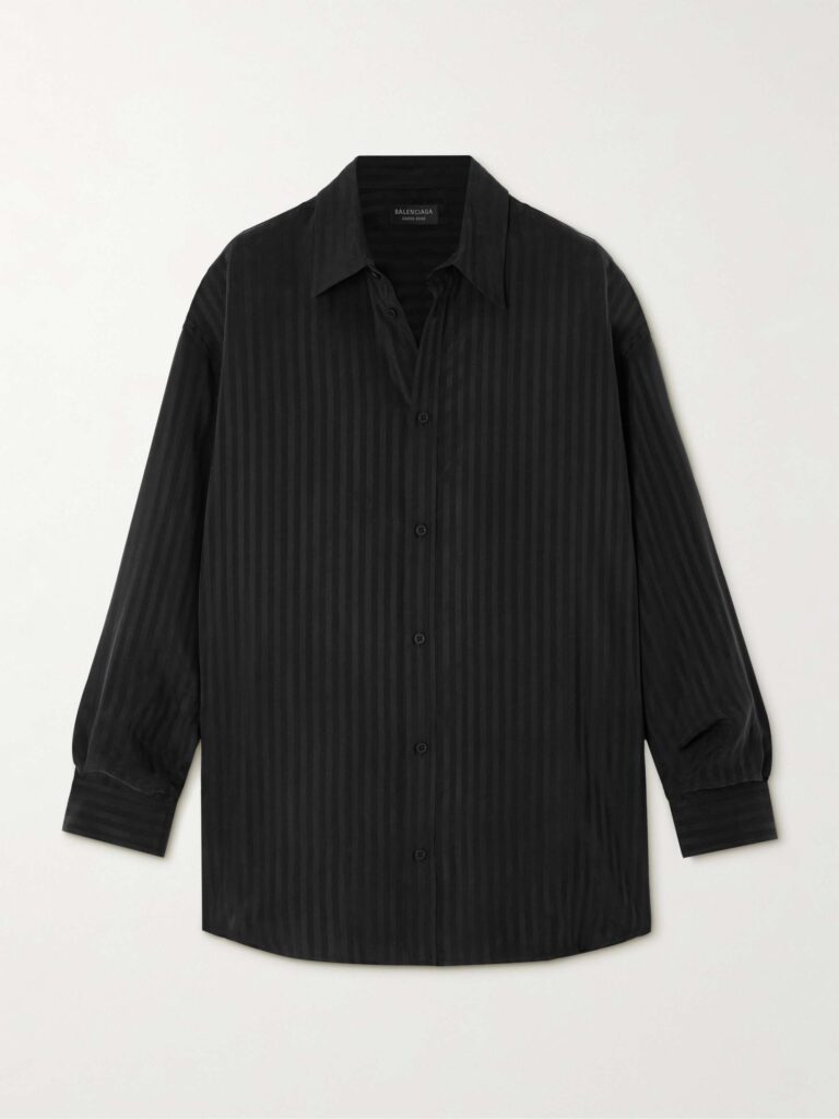 Striped satin-jacquard shirt