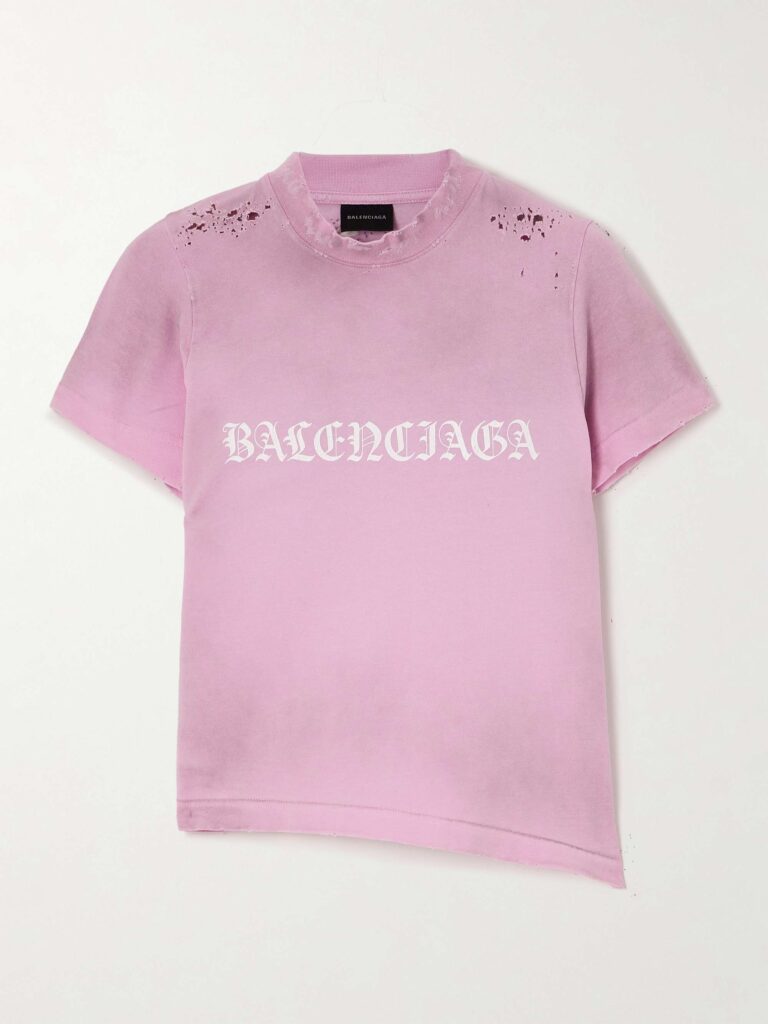 Cropped distressed logo-print stretch-cotton jersey T-shirt