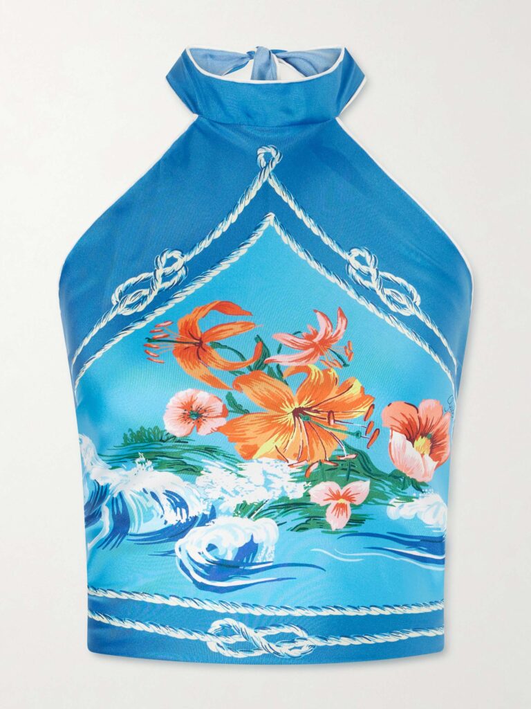 Printed silk-twill tank