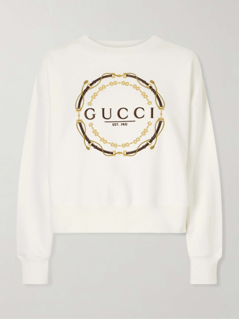Embroidered printed cotton-jersey sweatshirt