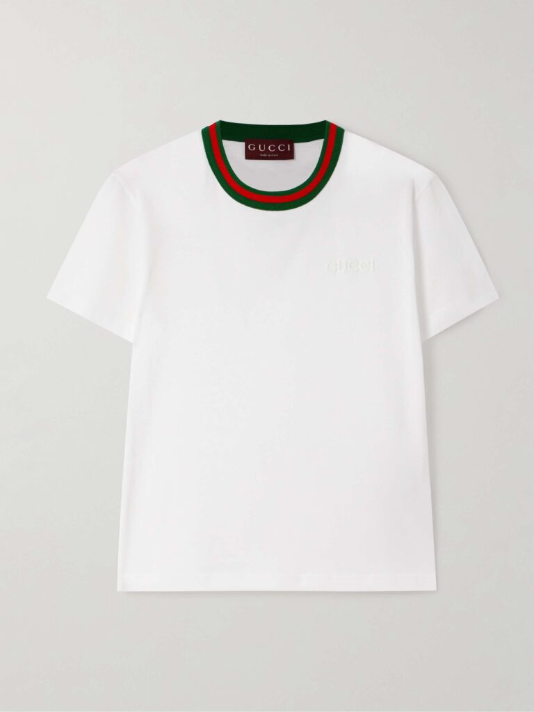 Striped cotton-jersey T-shirt