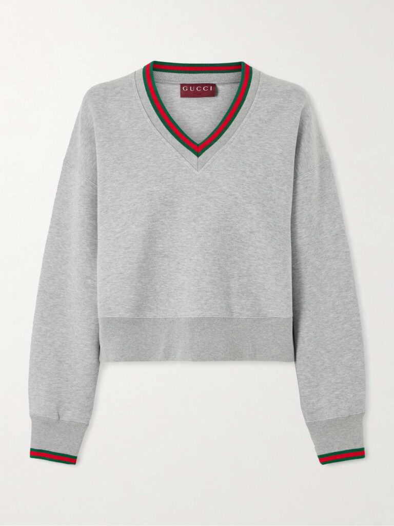 Striped cotton-blend jersey sweater