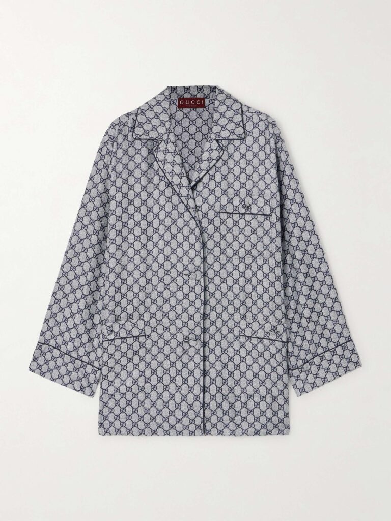 GG Supreme printed silk-twill pajama shirt