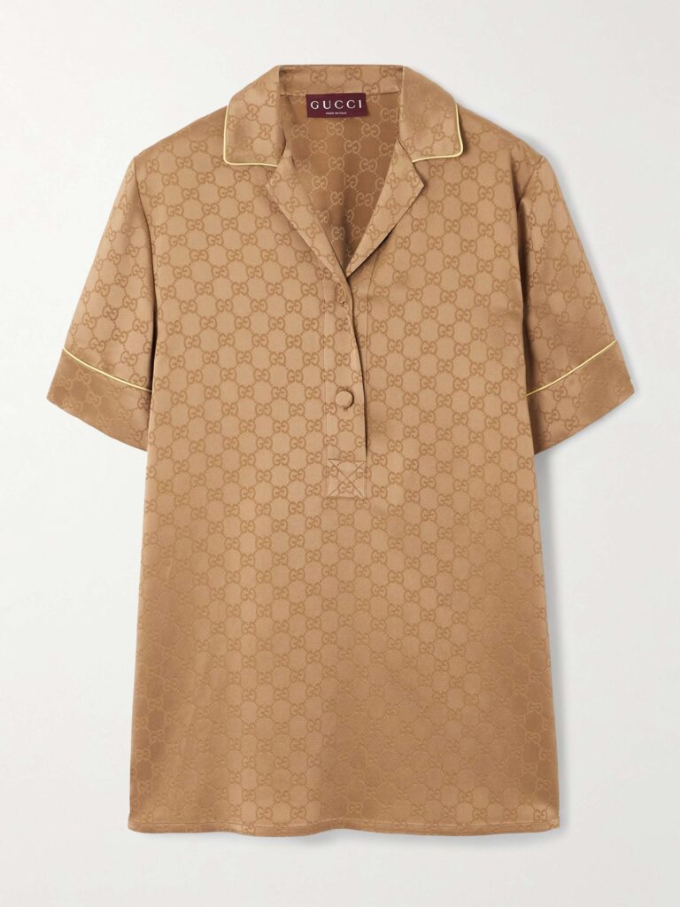 GG hammered satin-jacquard shirt
