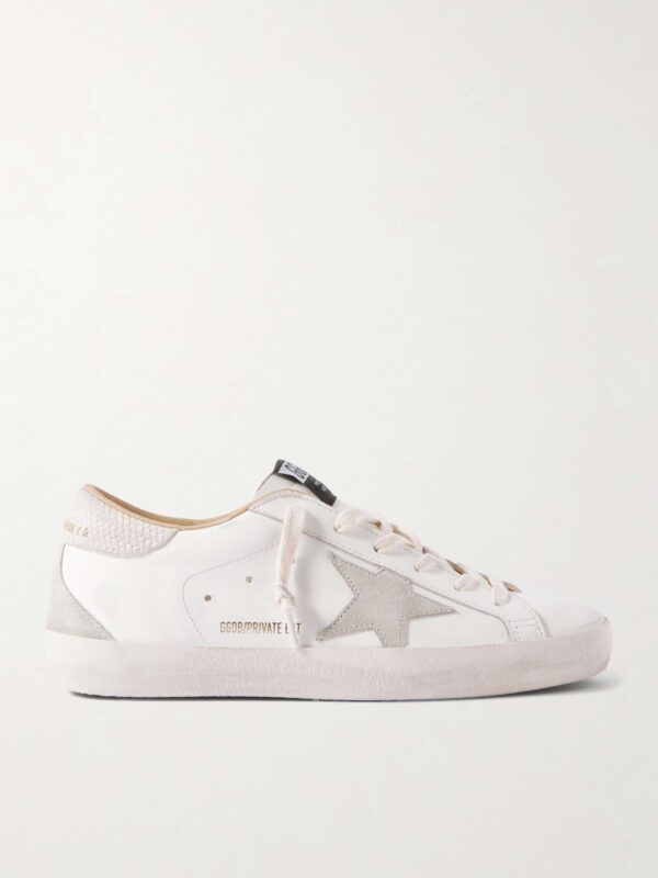 Super-Star distressed suede-trimmed leather sneakers