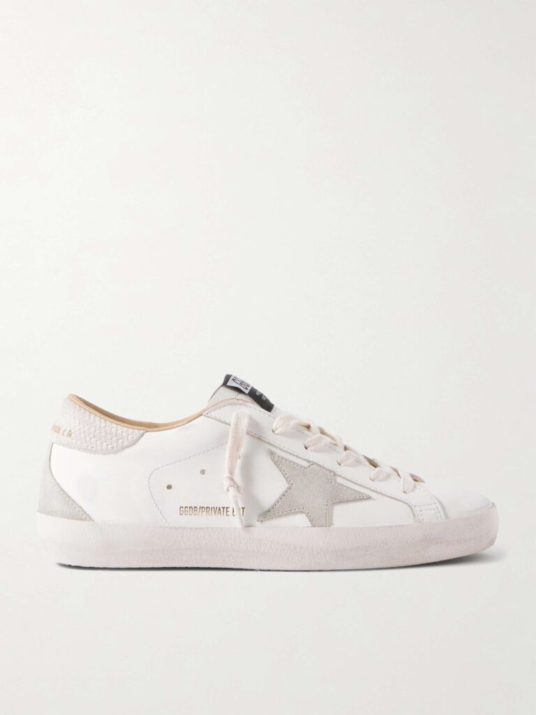 Super-Star distressed suede-trimmed leather sneakers