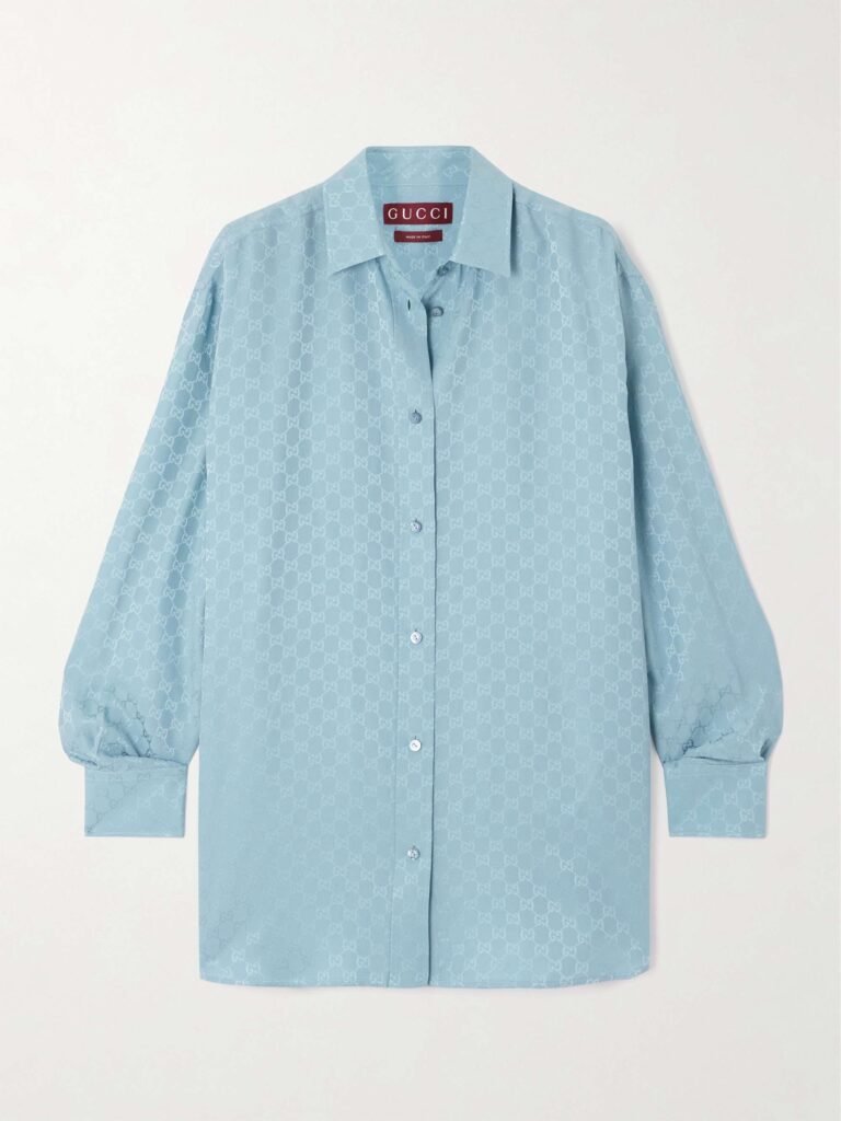 Silk-satin jacquard shirt