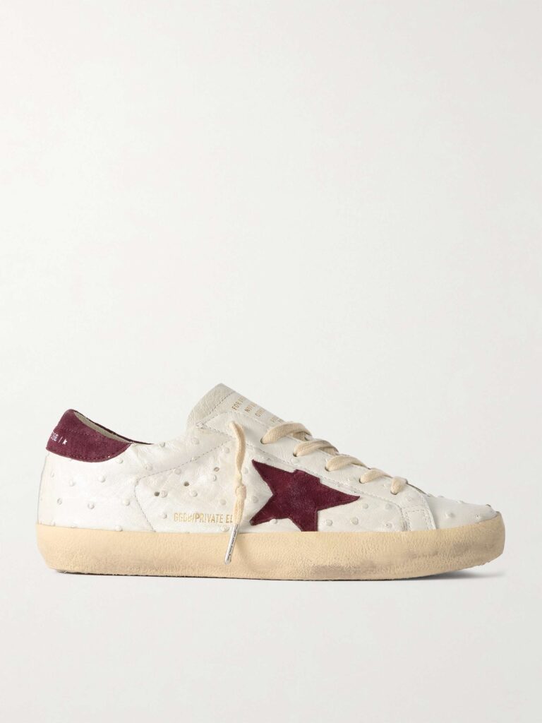 Super-Star distressed ostrich and suede sneakers