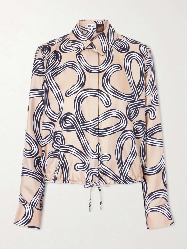 + Paula's Ibiza Anagram-printed silk-twill shirt
