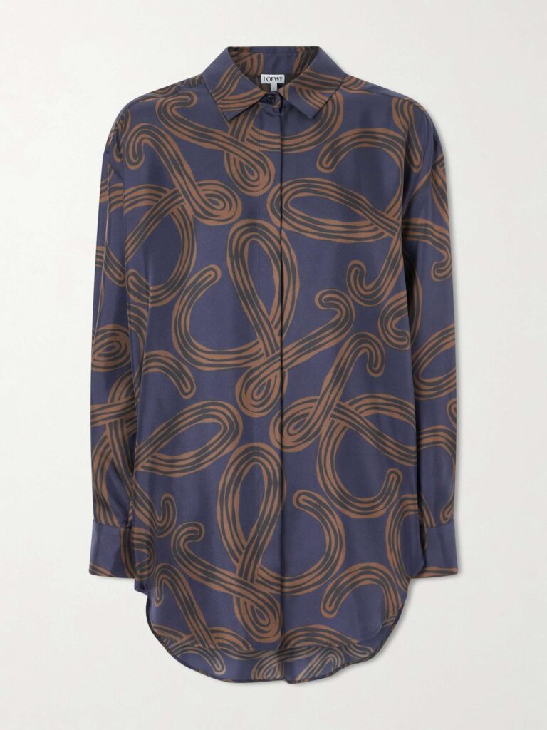 + Paula's Ibiza Anagram-printed silk-twill shirt