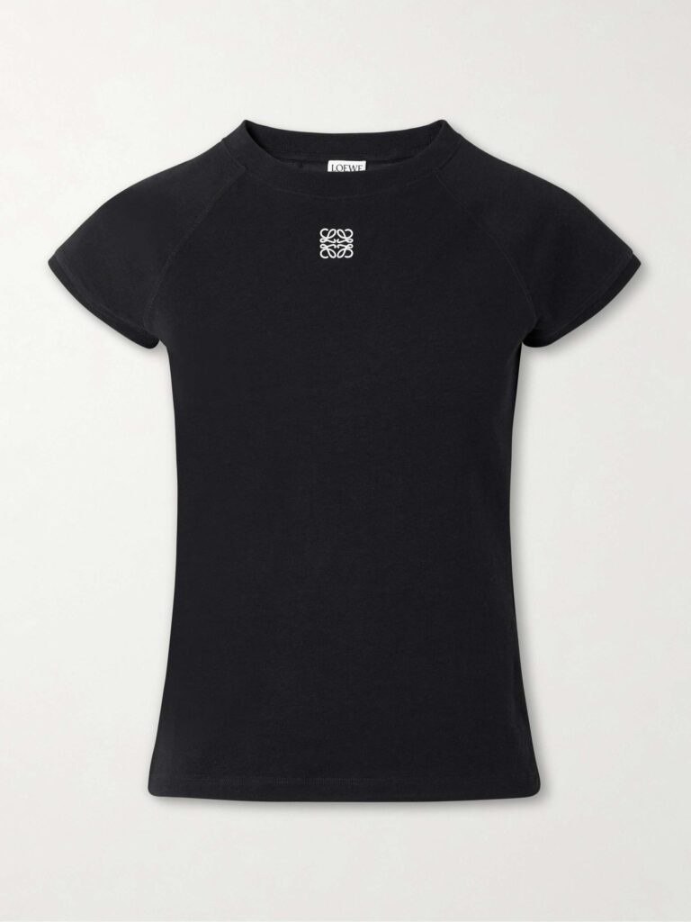 Anagram embroidered cotton-blend jersey T-shirt