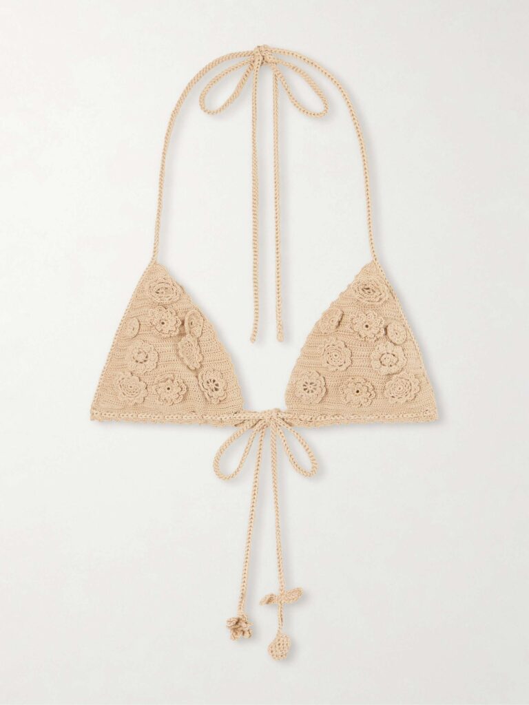 + Paula's Ibiza crocheted cotton triangle bra