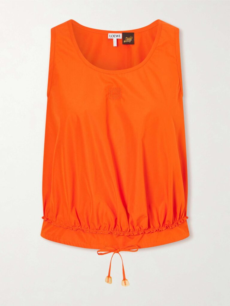 + Paula's Ibiza Anagram appliquéd cotton-popeline top