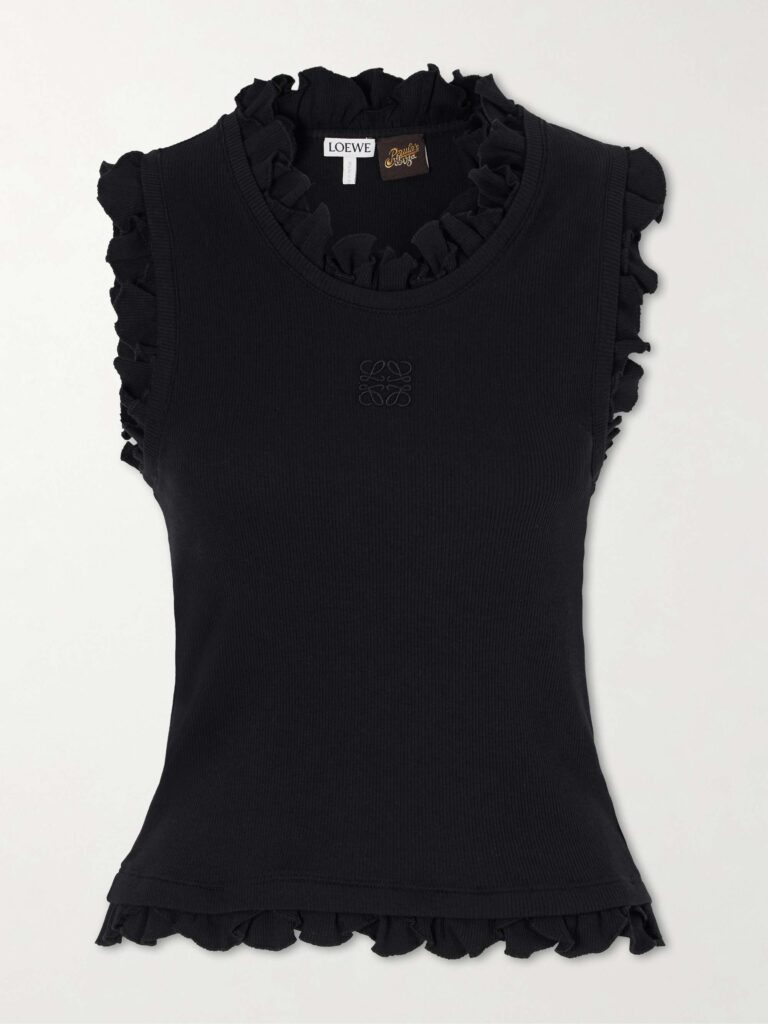 + Paula’s Ibiza ruffled cotton-blend tank top