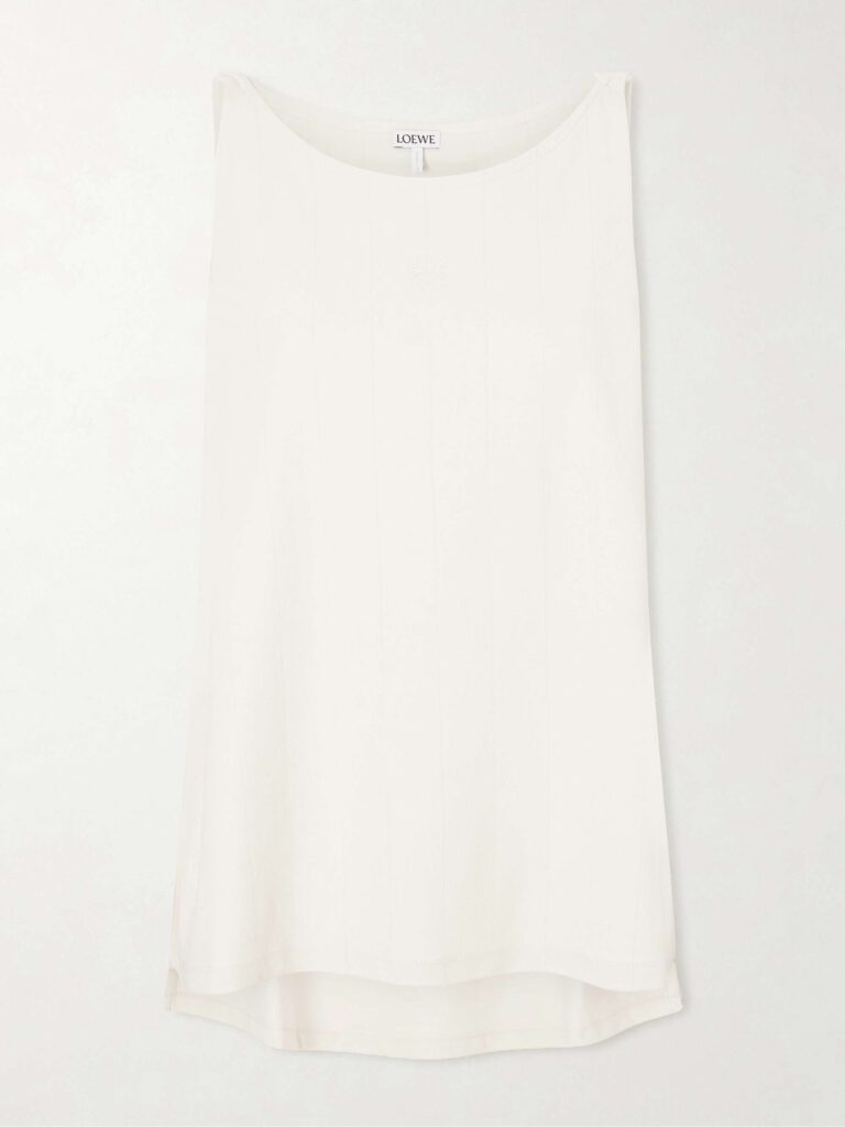 Anagram embroidered ribbed-knit tank top