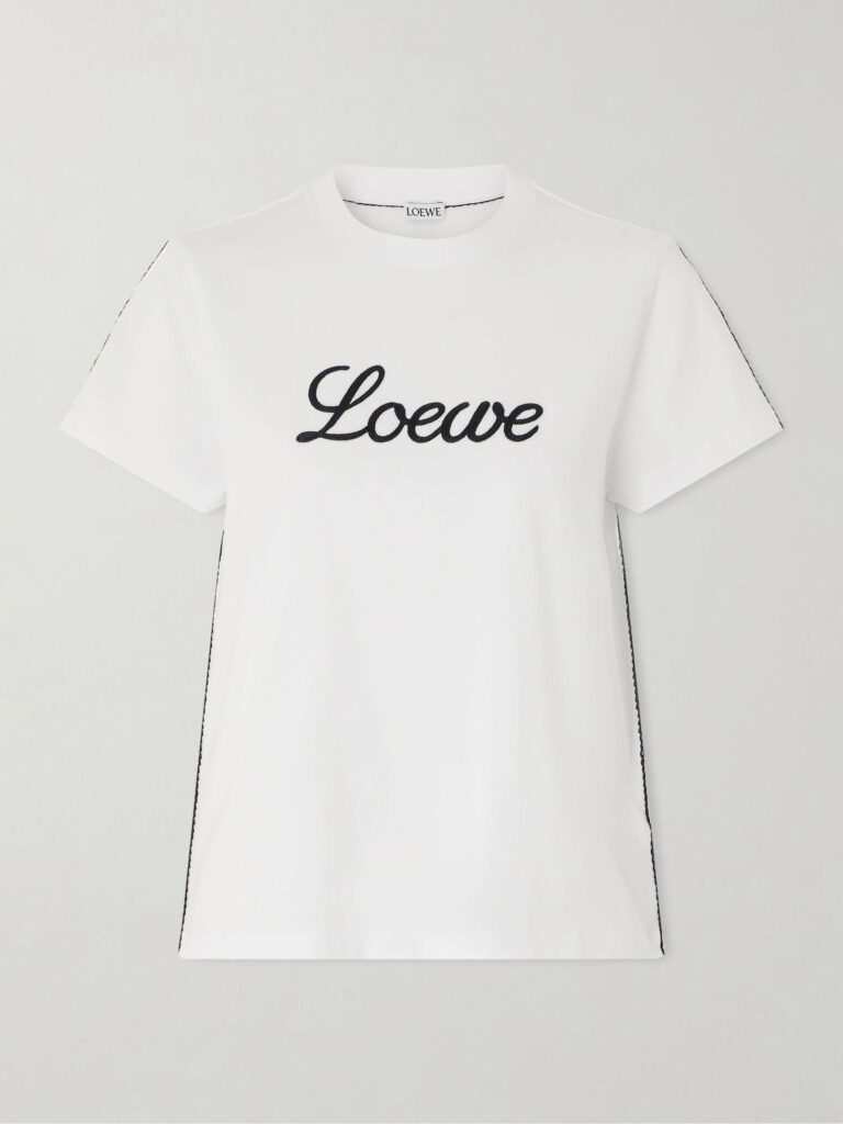 Embroidered cotton-jersey T-shirt