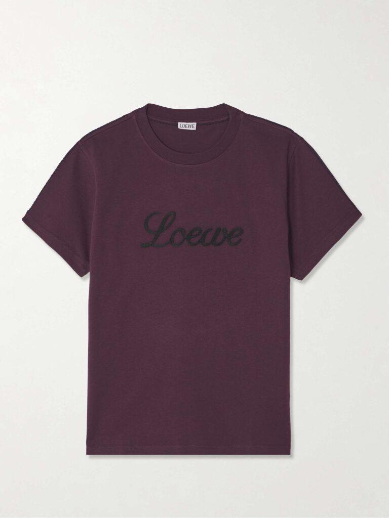 Embroidered cotton-jersey T-shirt