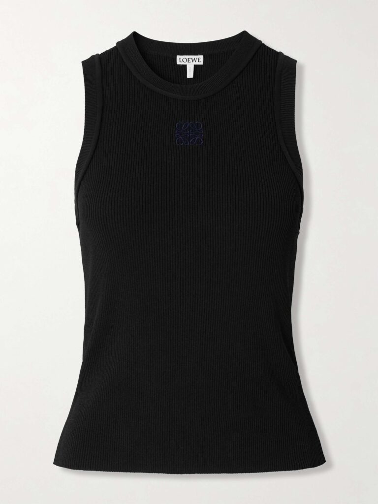 Anagram-embroidered ribbed tank