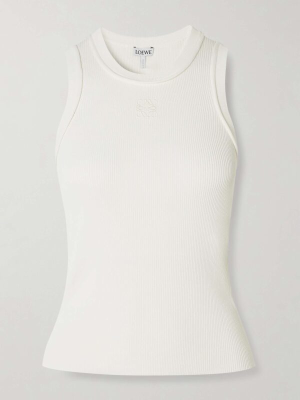 Anagram-embroidered ribbed tank
