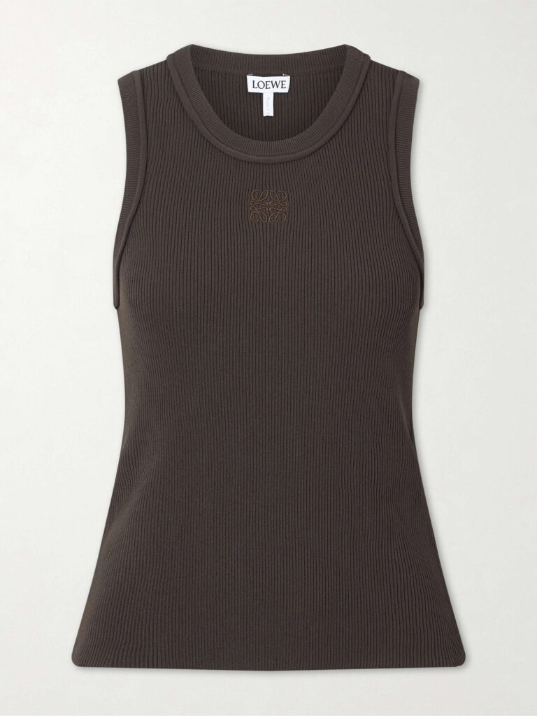 Anagram-embroidered ribbed tank