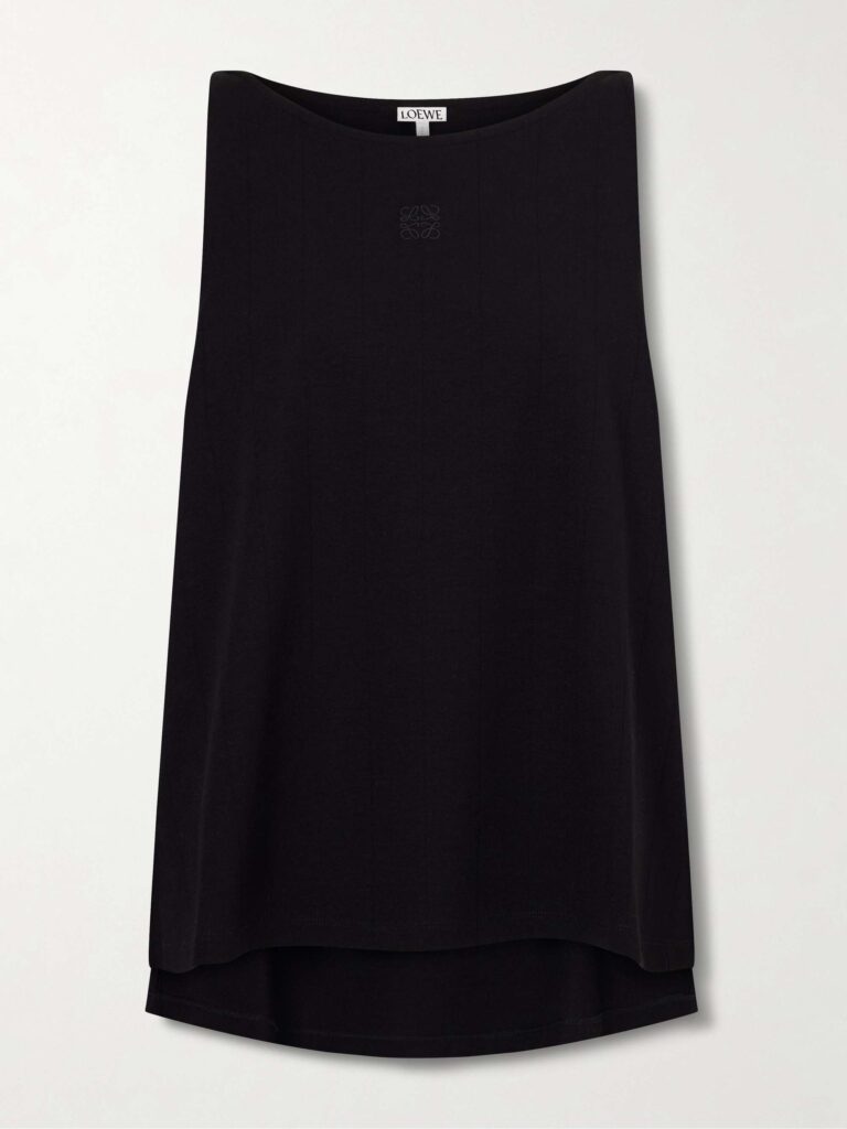 Anagram embroidered ribbed-knit tank top