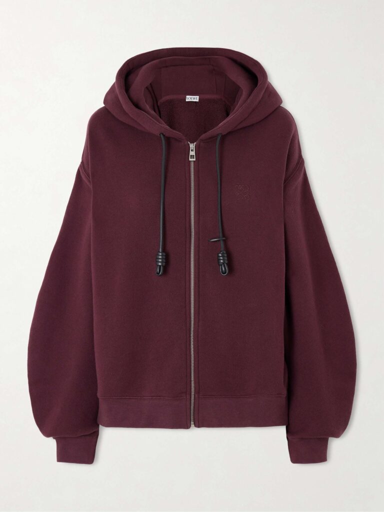 Flamenco leather-trimmed cotton-blend jersey hoodie