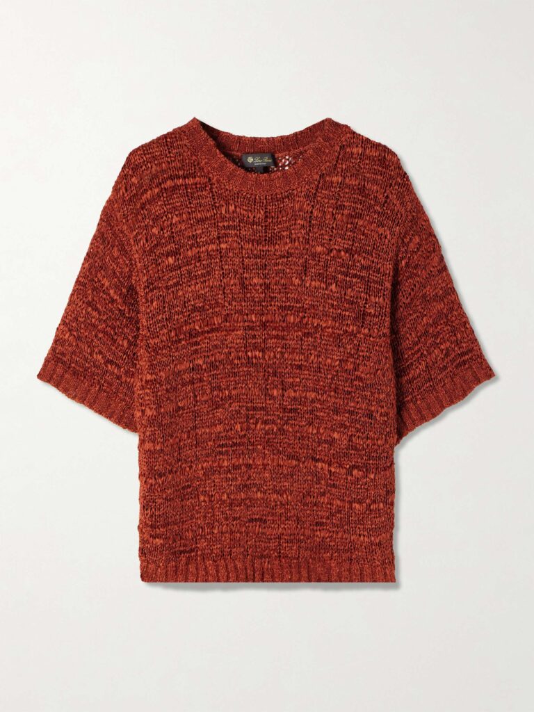 Open-knit silk top