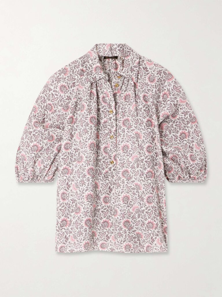Olivia oversized printed linen shirt