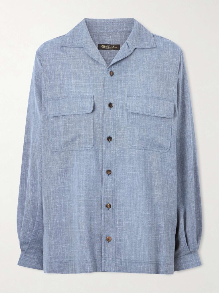 Ida wool, silk and linen-blend shirt