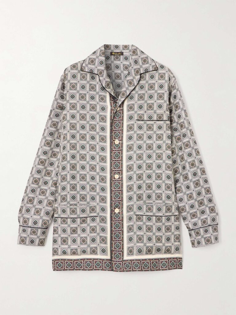 Lian printed silk-twill shirt