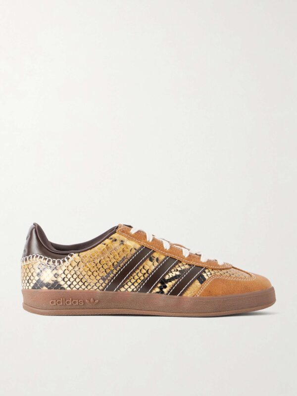 + Wales Bonner Gazelle snake-effect lace-up leather sneakers