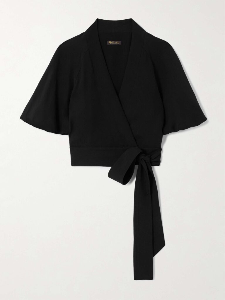 Clancy cropped silk-cady wrap shirt