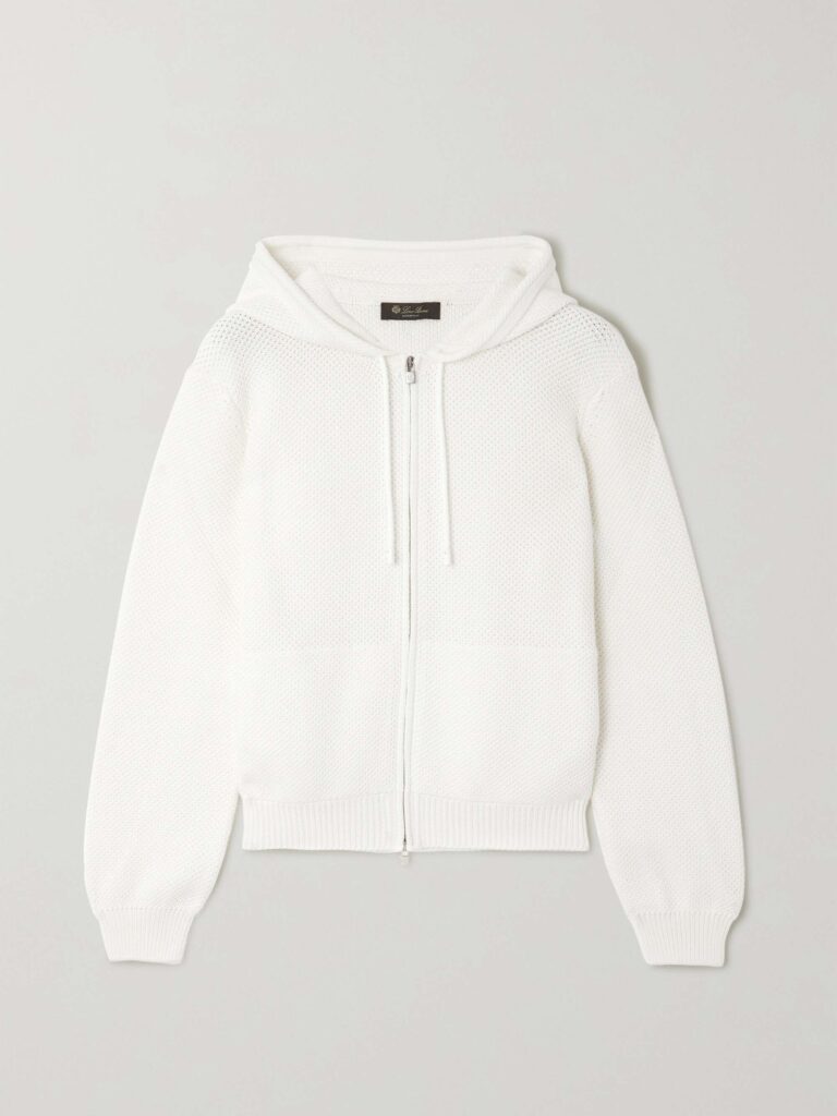 Open-knit cotton hoodie