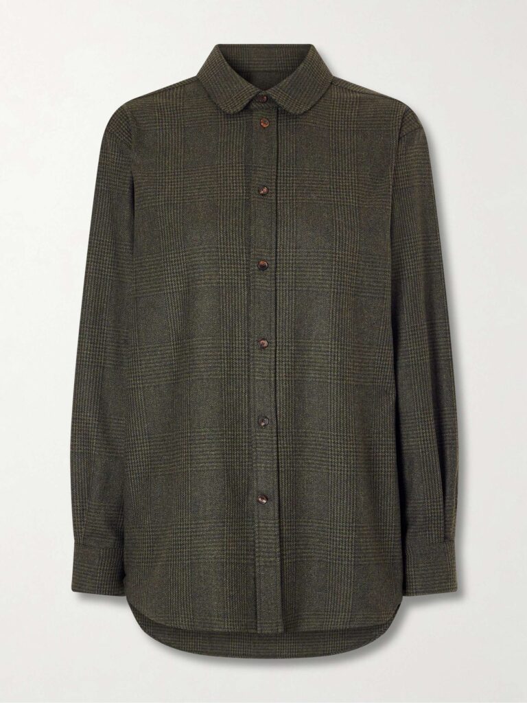 Thea Penny Prince of Wales checked wool and cashmere-blend flannel shirt