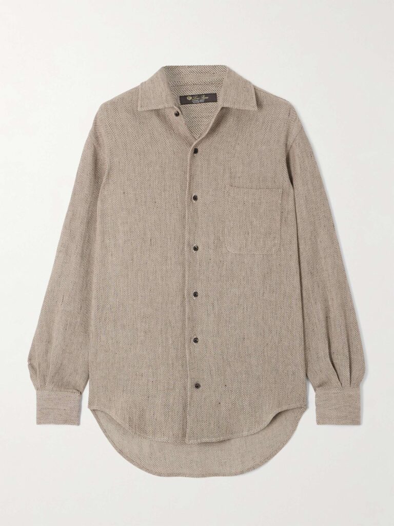 André herringbone linen shirt