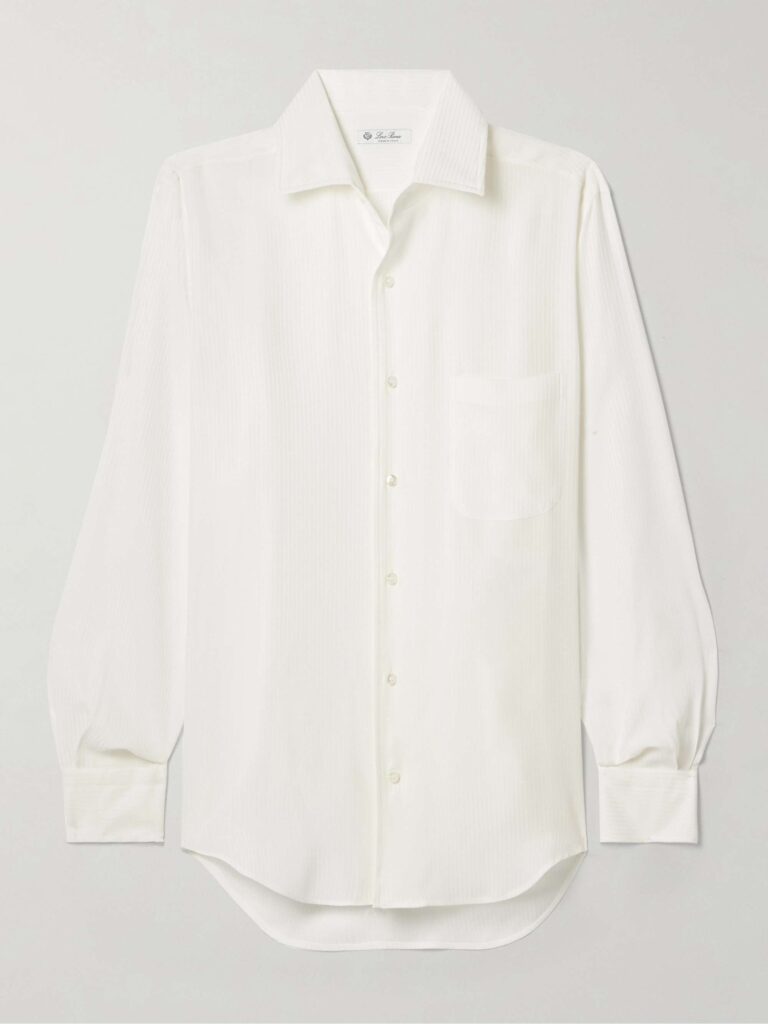 Embroidered silk-satin shirt